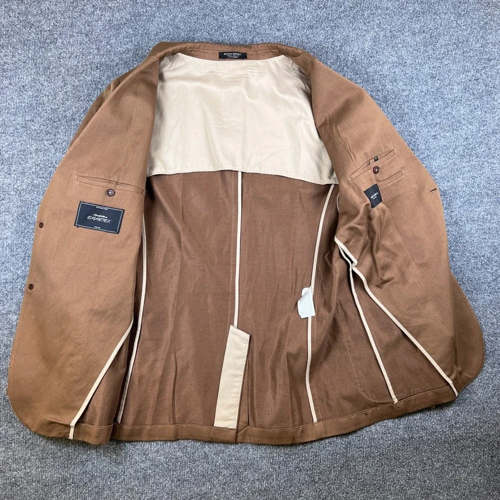 Banana Republic Jacket Mens 46L Brown Manifattura Emmetex Unstructured Linen